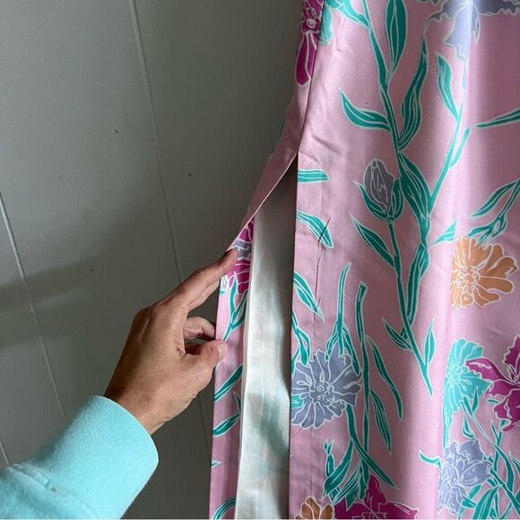 Lilly Pulitzer Vintage White Label 100% Silk Floral Maxi Skirt - Picture 8 of 11